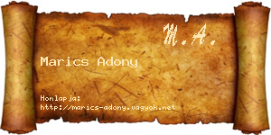 Marics Adony névjegykártya